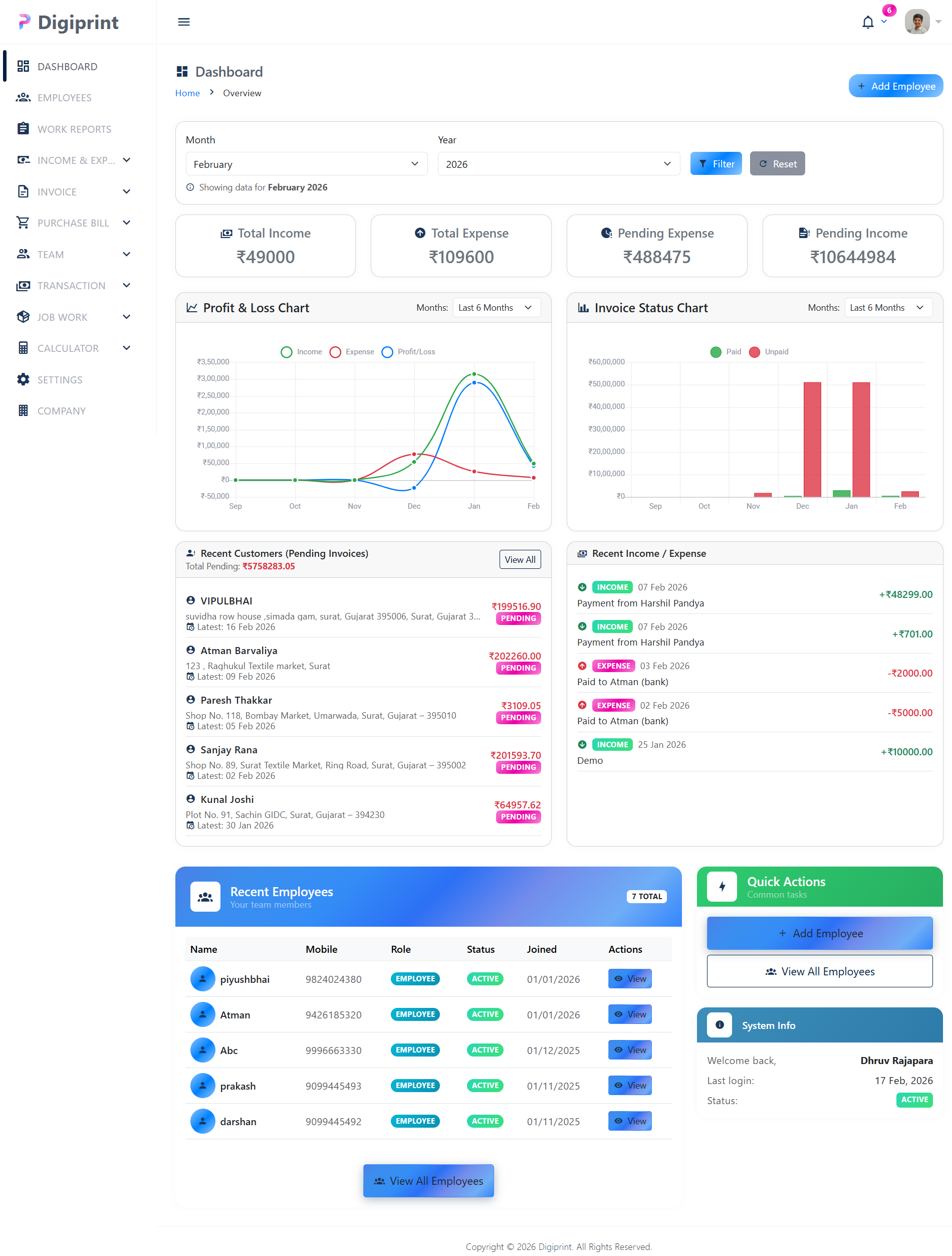 Digiprint Dashboard